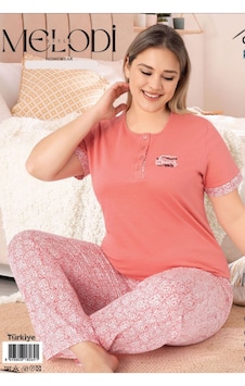 Melodi 8069 %100 Pamuk Kısa Kol Kadın Pijama Takımı Somon Melodi 8069 %100 Pamuk Kısa Kol Kadın Pijama Takımı Somon