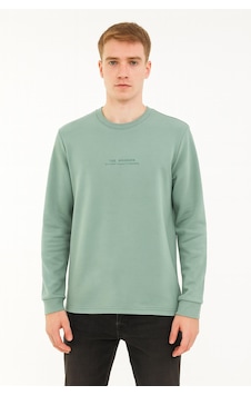 Classics Men Erkek Slim Fit Uzun Kol Sıfır Yaka Sweatshırt-7390 Yeşil