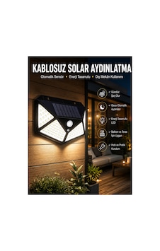 Güneş Enerjili Bahçe Aydınlatma Lambası Solar 100 Led Lamba Renk