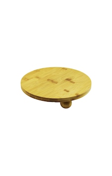 Lunaev Yuvarlak 24.5 Cm 3 Mini Top Ayaklı Ahşap Bambu Sunum Tepsisi - Mini Sofra Peynir Sunumu Açık Gri