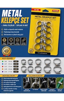 Mucit Home Metal Kelepçe Seti 10 Adet Hortum Boru Sıkma Kelepçesi 18-20-23-25-27 Mm 0 - 10 CM