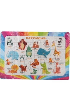 36 Parça Çocuk Puzzle + Boyama Hayvanlar