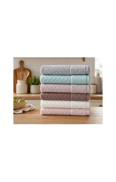 Kristal Desenli Renkli Havlu 30x50 Cm 6'lı Set %100 Pamuk - Çok Renkli Kristal Desenli Renkli Havlu 30x50 Cm 6'lı Set %100 Pamuk - Çok Renkli