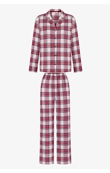 Penti Bordo Leila Ekoseli Uzun Kollu Gömlek Pantolon Pijama Takımı