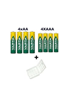 Varta 2700 mAh AA Kalem Pil 4'lü + 1000 mAh AAA Şarjlı İnce Kalem Pil 4'lü + Pil Kutusu Varta 2700 mAh AA Kalem Pil 4'lü + 1000 mAh AAA Şarjlı İnce Kalem Pil 4'lü + Pil Kutusu