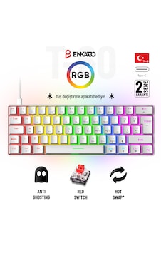 60 Tuş Mekanik Klavye Rgb Aydınlatmalı Oyuncu Klavyesi Red Switch Q Kablolu Hot Swap Beyaz Klavye