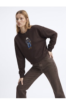 Fabrika Kahverengi Kadın Bisiklet Yaka Loose Fit Nakışlı Sweatshirt F6wl-swt0086 Kahve Fabrika Kahverengi Kadın Bisiklet Yaka Loose Fit Nakışlı Sweatshirt F6wl-swt0086 Kahve