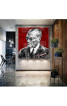 Mustafa Kemal Atatürk Imzası Beşiktaş Kanvas Tablo 40 X 40 Cm Mustafa Kemal Atatürk Imzası Beşiktaş Kanvas Tablo 40 X 40 Cm