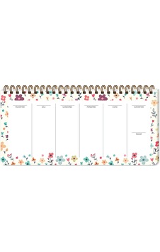 13x27 Haftalık Spiralli Planner - Krem Çiçek