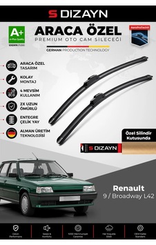 S-dizayn Renault 9 - Broadway L42 Ön Cam Silecek Seti 1985-2000 Premium Araca Özel 40-40 Cm A+ Kalit