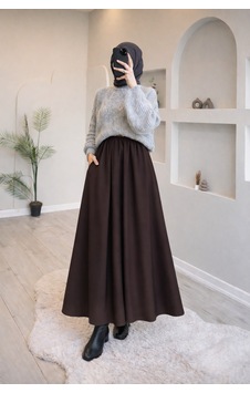 Nirva Butik Tesettür Acı Kahve Etek Acı Kahverengi