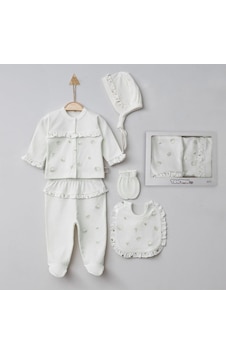 Tonton Baby 5 Parça Zıbın Seti 268 Ekru-yeşil