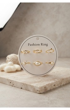 Zarif Parmaklar İçin 6parça Golden Pirinç Vintage Stil Taşlı Yüzük Seti Diğer Zarif Parmaklar İçin 6parça Golden Pirinç Vintage Stil Taşlı Yüzük Seti Diğer
