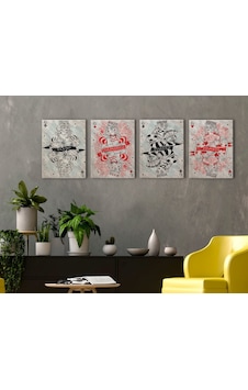 Bk Home İskambil Tasarımlı 4'lü Kanvas Tablo 30x50cm-3 Bk Home İskambil Tasarımlı 4'lü Kanvas Tablo 30x50cm-3