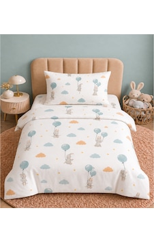 More Home Müslin Bebek Nevresim Takımı %100 Pamuk Mavi Balonlu Tavşanlı More Home Müslin Bebek Nevresim Takımı %100 Pamuk Mavi Balonlu Tavşanlı