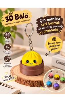 Çin Mantısı 3 Adet Sert Basmalı Clicker Stres Oyuncağı Süpriz Renk Çok Renkli