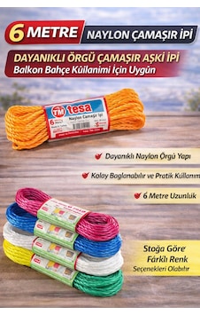 6 Metre Naylon Çamaşır İpi Dayanıklı Örgü Çamaşır Askı İpi Balkon Bahçe Çamaşır İpi 1 Adet Beyaz - Siyah 6 Metre Naylon Çamaşır İpi Dayanıklı Örgü Çamaşır Askı İpi Balkon Bahçe Çamaşır İpi 1 Adet Beyaz - Siyah