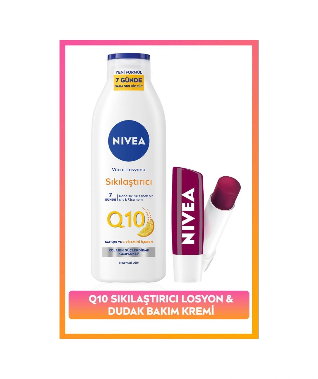Q10 Sıkılaştırıcı C Vitamini Vücut Losyonu 250ml Ve Nemlendirici Böğürtlen Dudak Bakım Kremi Q10 Sıkılaştırıcı C Vitamini Vücut Losyonu 250ml Ve Nemlendirici Böğürtlen Dudak Bakım Kremi