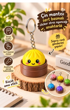 Çin Mantısı Anahtarlık Sert Basmalı Clickerlı 10'lu Karışık Renkli Çok Renkli