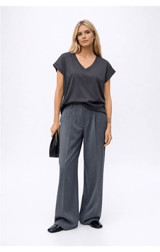 Fashion Friends V Yaka Troklu Antrasit Kadın Bluz 26y0034k1 Fashion Friends V Yaka Troklu Antrasit Kadın Bluz 26y0034k1