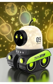 Robot Projeksiyon Gece Lambası Hoparlörlü Şarjlı Yıldızlı Gökyüzü Temalı Led Projeksiyon Lambası Sarı Robot Projeksiyon Gece Lambası Hoparlörlü Şarjlı Yıldızlı Gökyüzü Temalı Led Projeksiyon Lambası Sarı