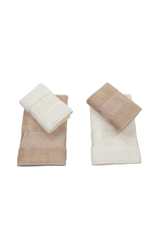 Nurpak 4 Parça Bambu Havlu Takımı Kahve Krem Nurpak 4 Parça Bambu Havlu Takımı Kahve Krem