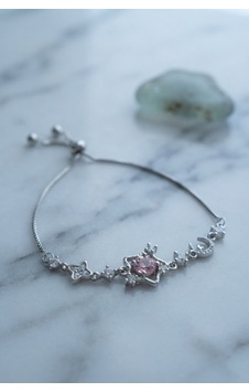 Pembe Taşlı Yıldız Model Gümüş Renk Zirkon Taşlı Asansörlü Bileklik Açık Mavi Pembe Taşlı Yıldız Model Gümüş Renk Zirkon Taşlı Asansörlü Bileklik Açık Mavi