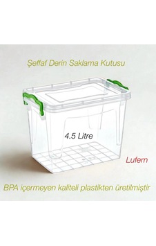 Pratik Şeffaf Derin Saklama Kutusu 4.5 Litre Gıdalar Temizlik Ürünleri Hava Geçirmez Yıkanabilir Çok Renkli