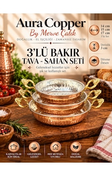 3'lü Bakır Sahan Tava Seti Dövme Çift Kulplu Yumurta Menemen Tavası 14-15-17 Cm 3'lü Bakır Sahan Tava Seti Dövme Çift Kulplu Yumurta Menemen Tavası 14-15-17 Cm