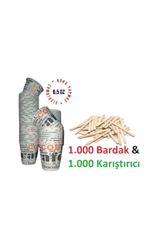 1000 Adet Karton Bardak ve 1.000 Adet Karıştırıcı 1000 Adet Karton Bardak ve 1.000 Adet Karıştırıcı