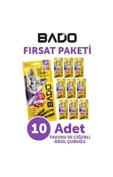 Bado Kedi Ödül Çubuğu Tavuk Ve Ciğerli 3x5gr 10lu Bado Kedi Ödül Çubuğu Tavuk Ve Ciğerli 3x5gr 10lu