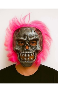 Nessiworld Wild Skull - Gümüş Kafatası Pembe Saçlı İskelet Maske Diğer Nessiworld Wild Skull - Gümüş Kafatası Pembe Saçlı İskelet Maske Diğer