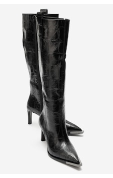 Luvi Shoes Ludmıla Siyah Baskı Kadın İnce Topuklu Çizme Luvi Shoes Ludmıla Siyah Baskı Kadın İnce Topuklu Çizme