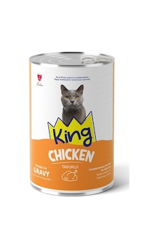 King Sos İçerisinde Et Parçacıklı Tavuklu Kedi Konservesi 400 G