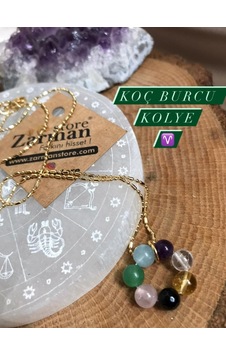Sertifikalı Koç Burcu Doğal Taş Kolye Gümüş