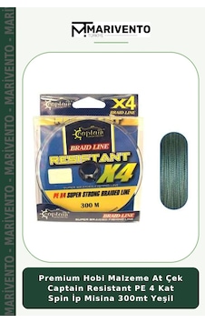 Premium Hobi Malzeme At Çek Captain Resistant Pe 4 Kat Spin İp Misina 300mt Yeşil 0.18 mm Premium Hobi Malzeme At Çek Captain Resistant Pe 4 Kat Spin İp Misina 300mt Yeşil 0.18 mm