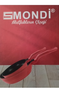 Smondi Kırmızı Döküm Tava İkili Set