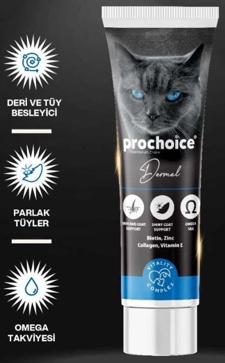 Prochoice Dermal Kedilerde Deri Ve Tüy Sağlığı İçin Biotinli Kedi Macunu 100 Ml Prochoice Dermal Kedilerde Deri Ve Tüy Sağlığı İçin Biotinli Kedi Macunu 100 Ml