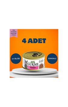Gurme Soslu Somonlu Yetişkin Kedi Yaş Maması 4'lü Paket