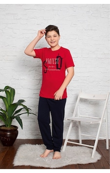 Asel Erkek Çocuk Pijama Takımı Kırmızı Asel Erkek Çocuk Pijama Takımı Kırmızı