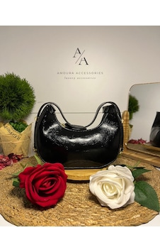 Amoura Retro Parlak Yarım Ay/hilal Çanta Siyah Amoura Retro Parlak Yarım Ay/hilal Çanta Siyah