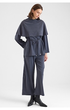 Olcay Şal Aksesuarlı Premium Kumaş Tunik Pantolon Füme 9470-tk Olcay Şal Aksesuarlı Premium Kumaş Tunik Pantolon Füme 9470-tk