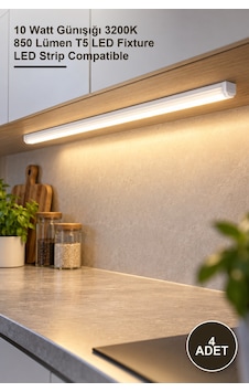 4 Adet Ct-2467g T5 Ledli Bant Eklenebilir Armatür 10 Watt Günışığı 3200k 850 Lümen T5 Led Fixture Led Strip Compatible
