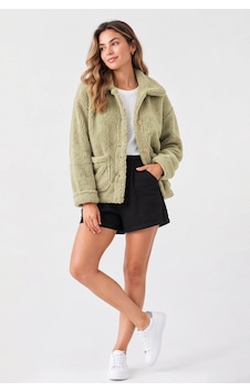 Fashion Friends Peluş Yeşil Kadın Ceket 26k0419k1 Fashion Friends Peluş Yeşil Kadın Ceket 26k0419k1