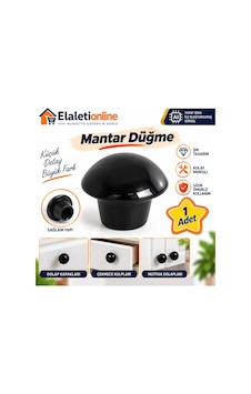 Mantar Düğme Metal Siyah Yuvarlak Mobilya Mutfak Çekmece Çocuk Odası Dolap Kulpu Kulpları Kulbu Siyah - 925624211 Siyah