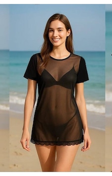 İntive Lingerie Kadın Siyah Şeffaf Tül Mini Gecelik İntive Lingerie Kadın Siyah Şeffaf Tül Mini Gecelik