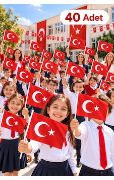 40 Adet Büyük Boy Çıtalı Türk Bayrağı Ay Yıldız Baskılı Sopalı Bayrak 20x30 Cm Tüm Yaşlar 40 Adet Büyük Boy Çıtalı Türk Bayrağı Ay Yıldız Baskılı Sopalı Bayrak 20x30 Cm Tüm Yaşlar