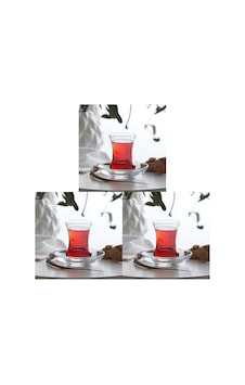 Lav İnci 6'lı Çay Bardağı 3lü Paket