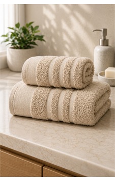 Ayla 2'li Havlu Seti 70x140 Banyo Havlusu + 50x90 Baş Havlusu, Yumuşak Dokulu, Yüksek Su Emici Bej Ayla 2'li Havlu Seti 70x140 Banyo Havlusu + 50x90 Baş Havlusu, Yumuşak Dokulu, Yüksek Su Emici Bej