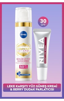 Spf50 Güneş Koruyucu Luminous630 Leke Karşıtı Yüz Kremi Ve Berry Renkli Nemlendirici Dudak Kremi Spf50 Güneş Koruyucu Luminous630 Leke Karşıtı Yüz Kremi Ve Berry Renkli Nemlendirici Dudak Kremi